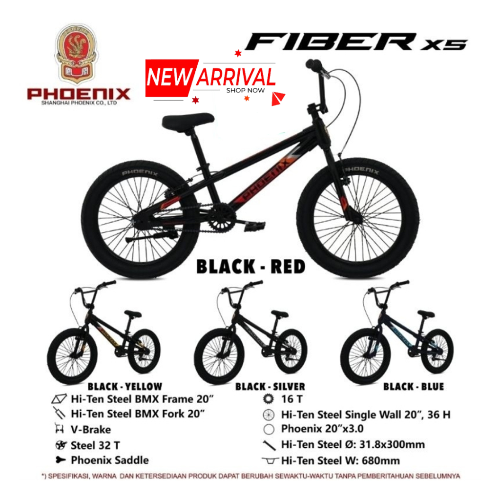 Sepeda BMX New Phoenix FIBER X5 Ban 3.0 20 inch