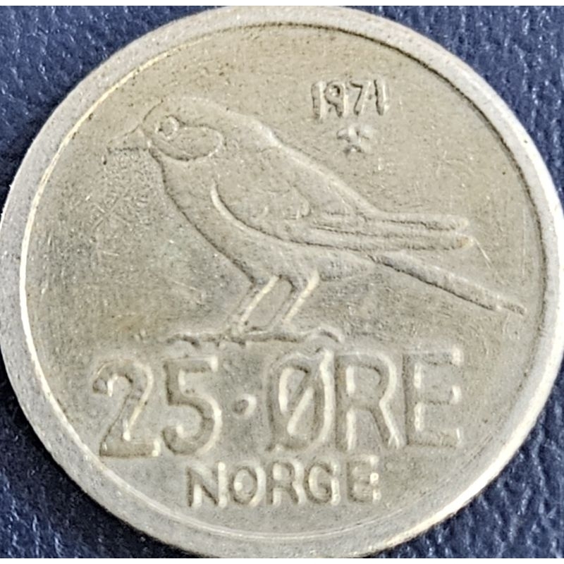 Koin Asing Negara Norwegia 25 ore norges tahun 1971 kondisi utuh dijamin original 100%