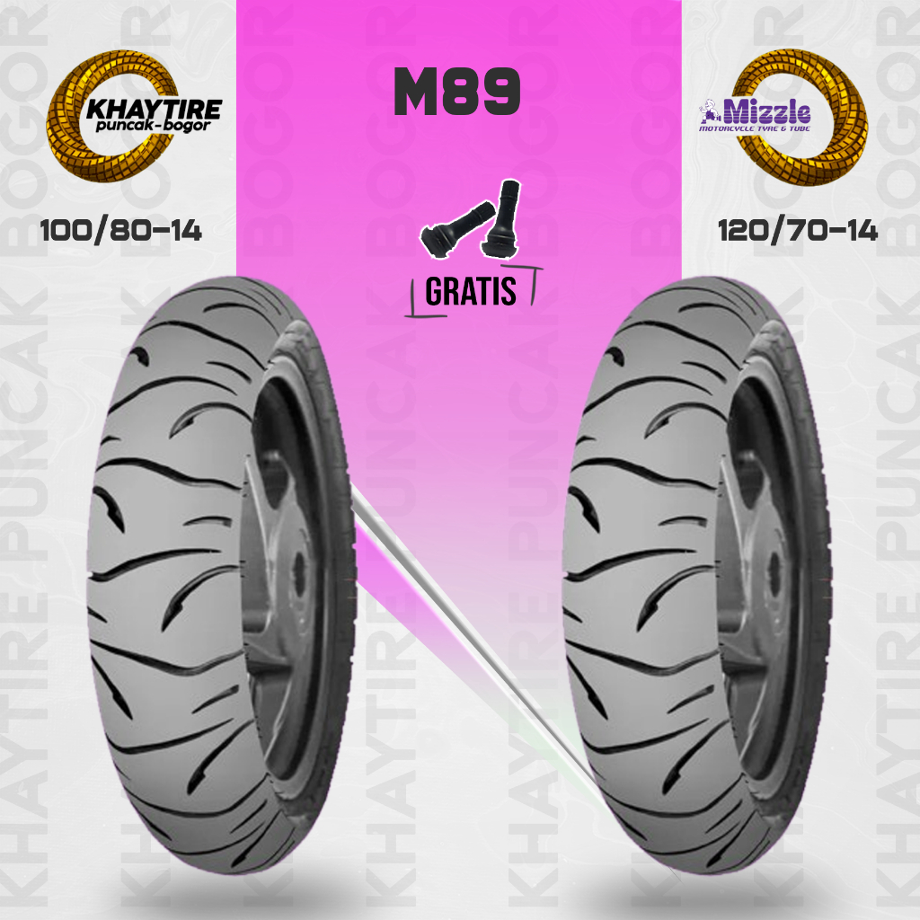 Paket Ban Tubles Motor HONDA PCX 150 MIZZLE M89 100/80 - 120/70 Ring 14