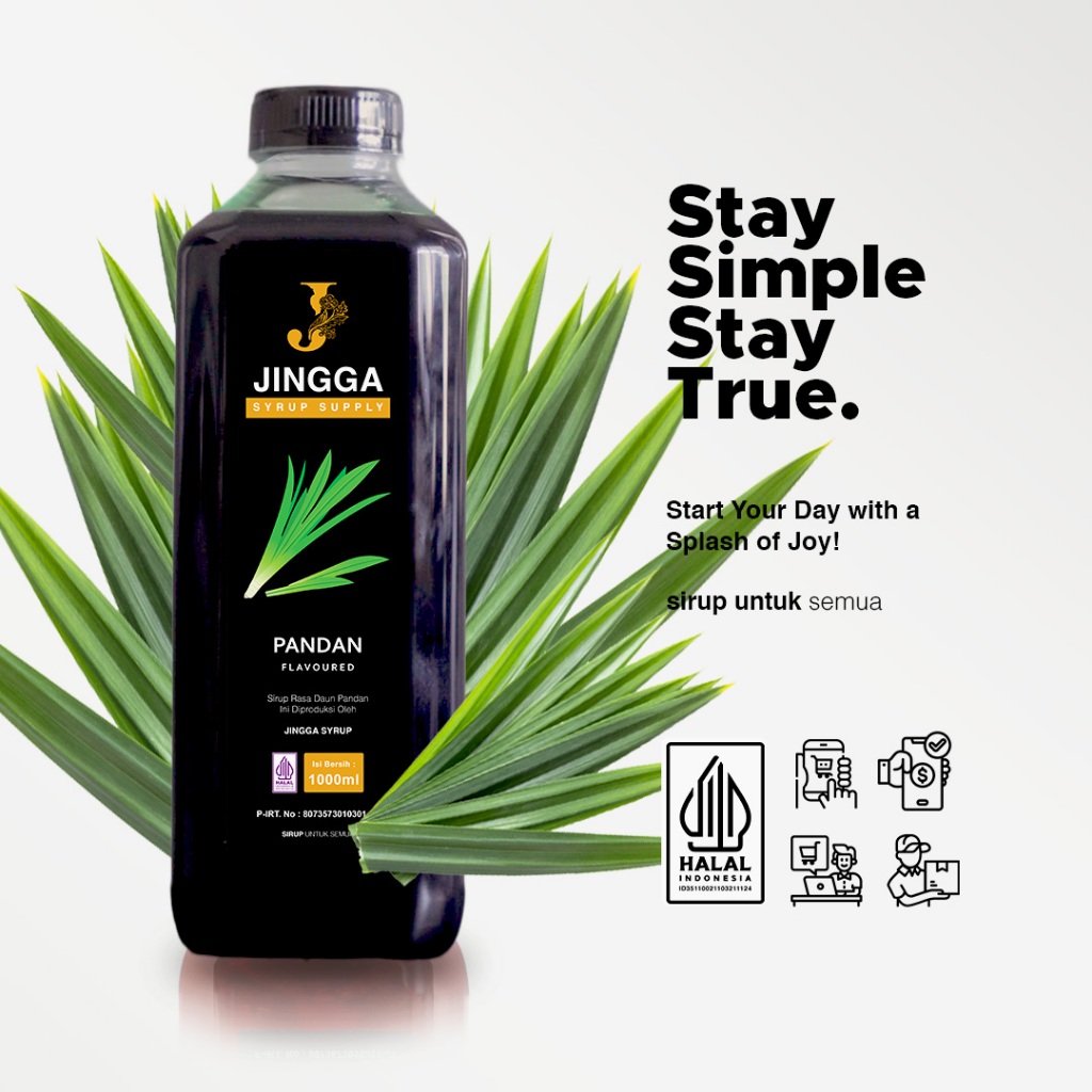 

JINGGA Pandan Syrup 1000 ml - Sirup Flavor Pandan Untuk Kopi Mocktail Cocktail Cake Dessert