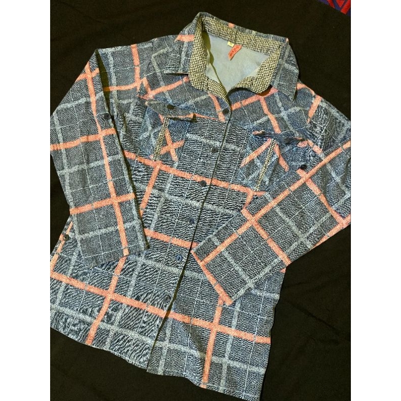 preloved_kemeja kotak kotak pink biru