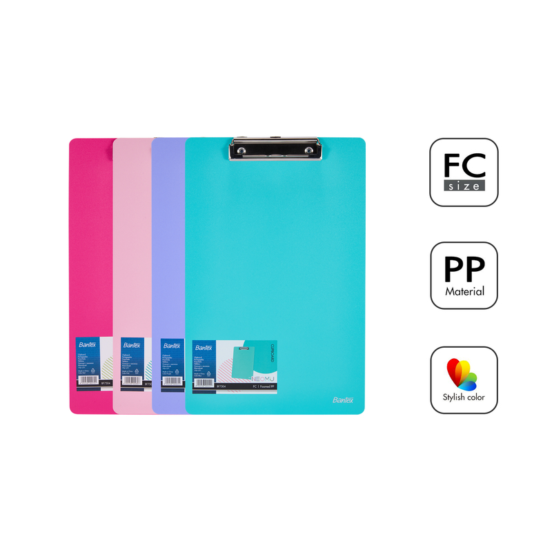 

[Stationery Spectrum] Bantex Papan Jalan Folio / Clip Board Untuk Alas Ujian / Menulis Bahan PP Warna Pastel BF7504