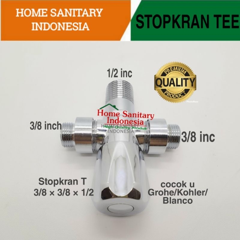 HSI Stop kran 3/8" x 1/2" inc Kuningan Single / Dobel/ Stopkran Cabang untuk kran Panas dingin