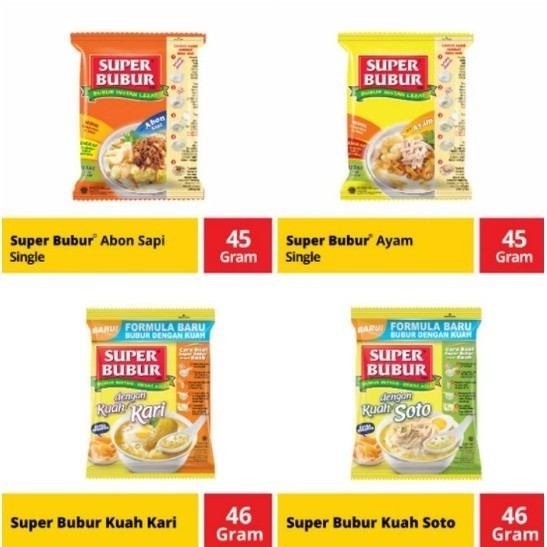 

SUPER BUBUR INSTAN RENCENG AYAM / ABON SAPI / KUAH SOTO / KUAH KARI