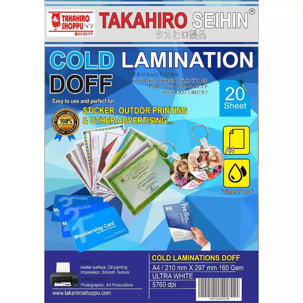 

Stiker Laminasi Doff / mate A4 / Stiker laminasi tinggal tempel Takahiro Seihin
