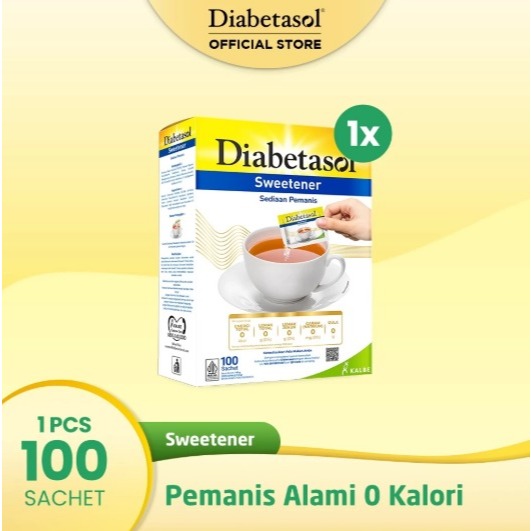 

Swetener Diabetasol Isi 100 Sachet Gula Pemanis Tanpa Kalori No Calories Untuk Diabetes dan Diet