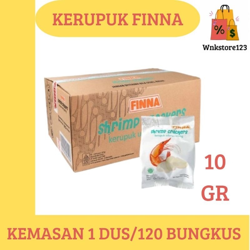 

Finna kerupuk udang/bawang siap makan 1dus isi 120bungkus @10gr