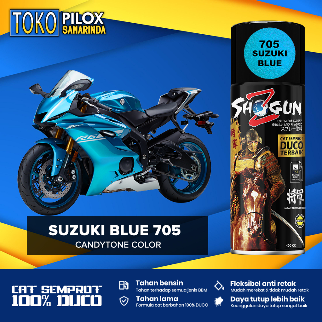 Cat Semprot Pilox Biru Muda Candy Tone - Shogun Z Duco Suzuki Blue 705