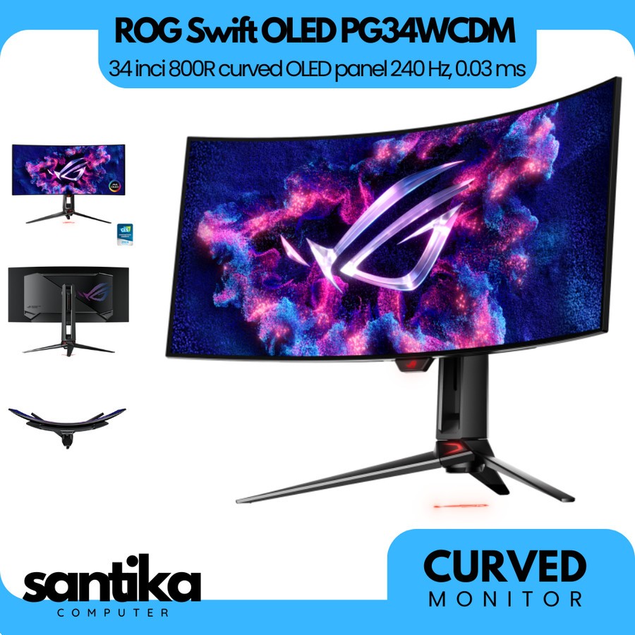 ROG Swift OLED PG34WCDM Curved 800R Ultrawide QHD 240Hz IPS 34" Inch Gaming Monitor - Monitor Oled 3