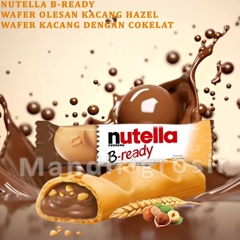 

Wafer Isi olesan Kacang Hazel * Nutella B-Ready * Wafer Kacang Dengan Cokelat * 22gr