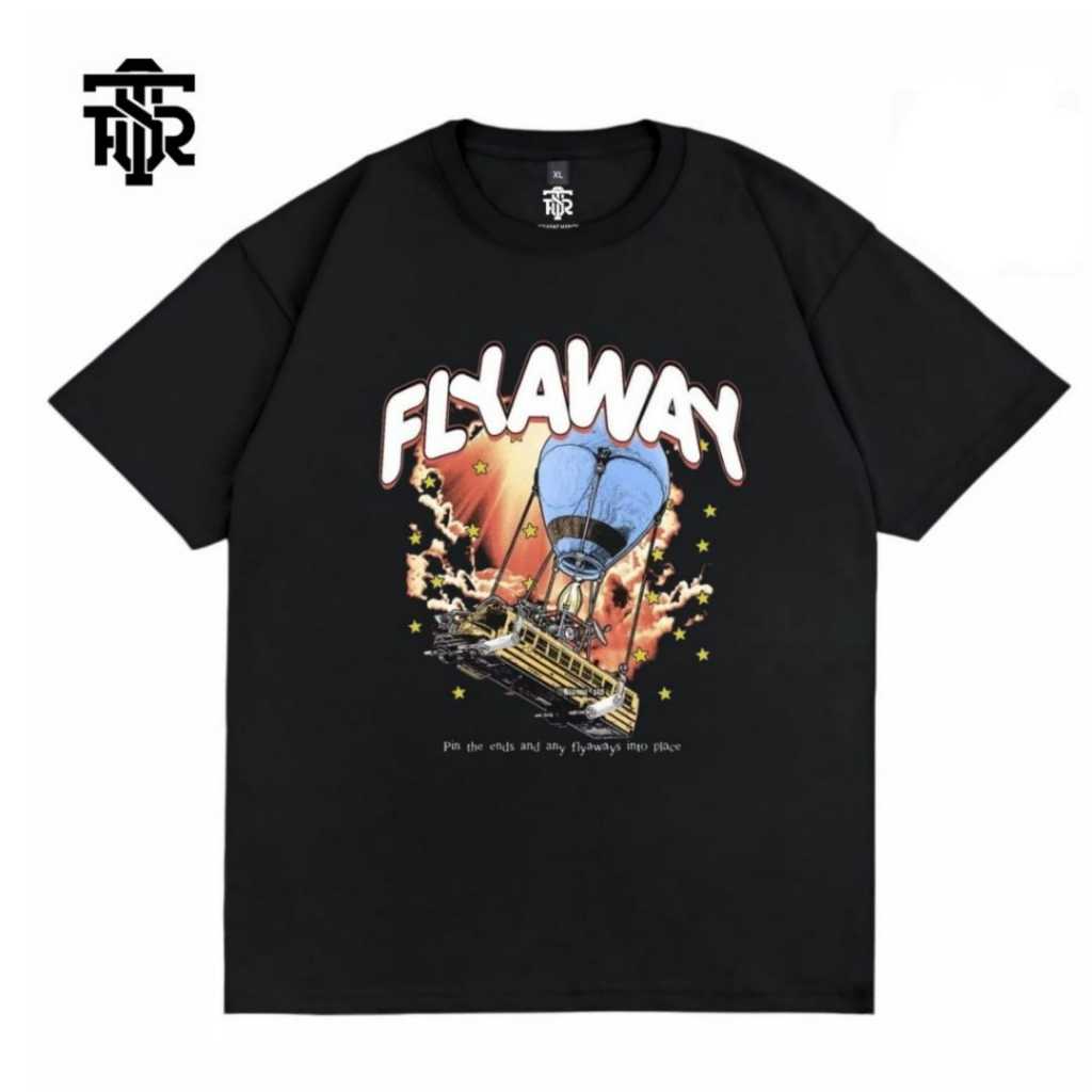 Tshirt Baju Kaos Distro Pria Wanita Streetwear Cotton Combed 24s Flyaway Black Tees Firasat Merch