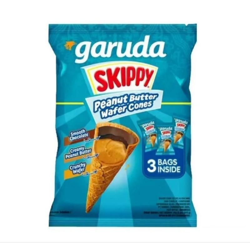 

Garuda Skippy peanut butter cones wafer cone isi Selai kacang Skippy Wafer cone coklat kacang wafer cone Garuda isi sele kacang dan coklat Wafer Cone Skippy peanut butter