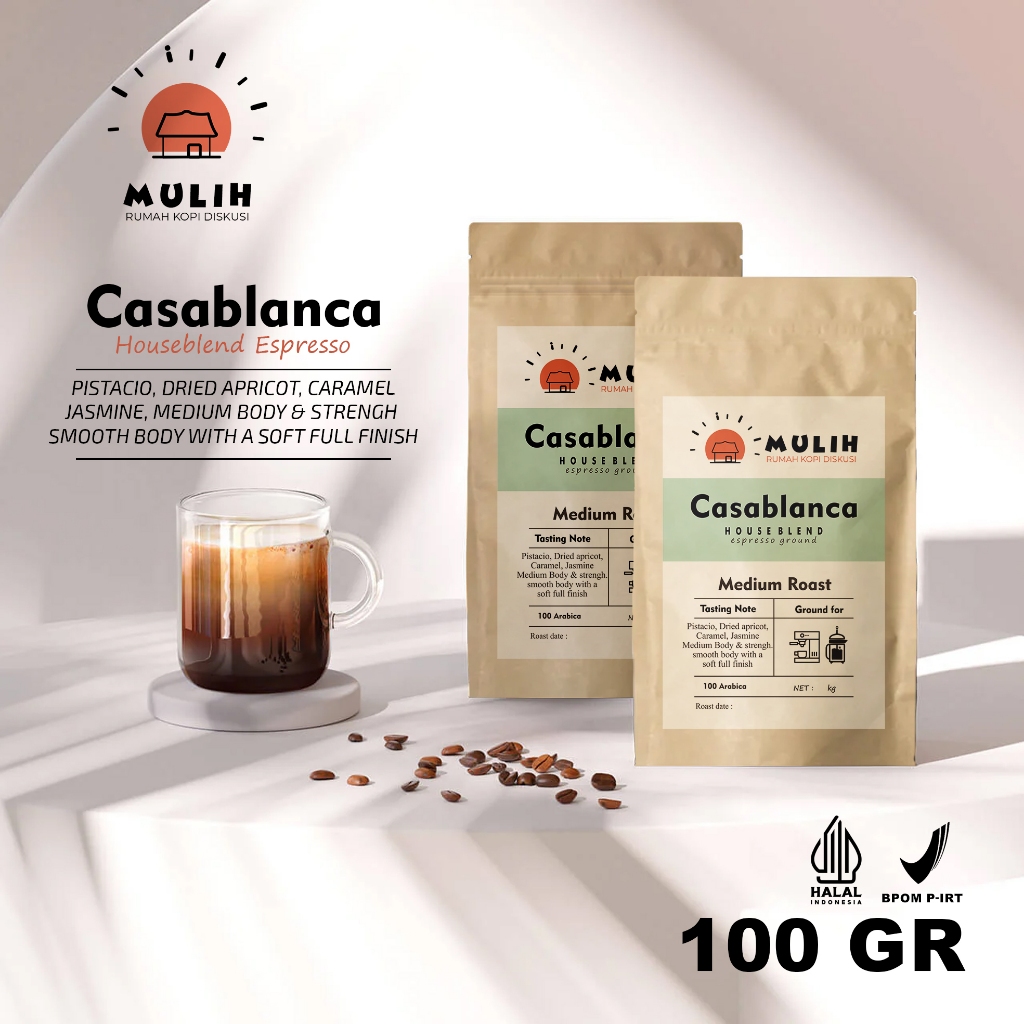

Kopi Casablanca Espresso House Blend Arabika Coffee Bean Arabica 100gr