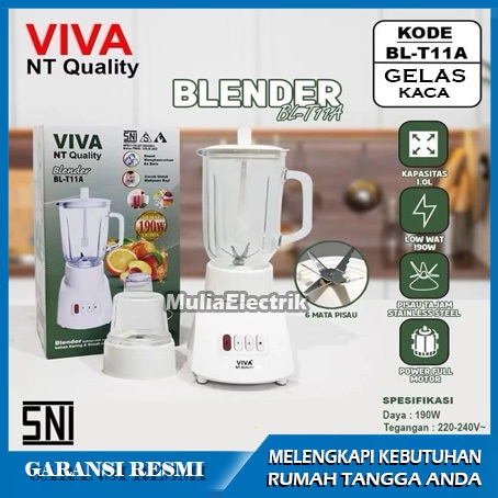 Viva Blender BL-T11A Gelas Kaca NT Quality/BLENDER KACA VIVA NT QUALITY SET 2in1 Terbaru