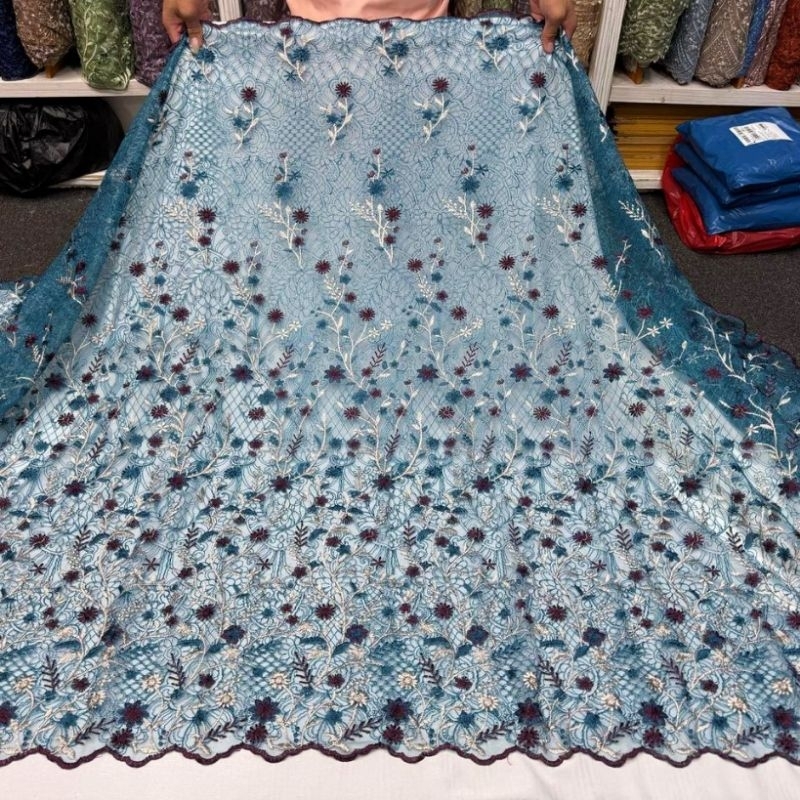 Kain Tille 3d bunga Garden/bahan Tille garden/bahan brokat kebaya