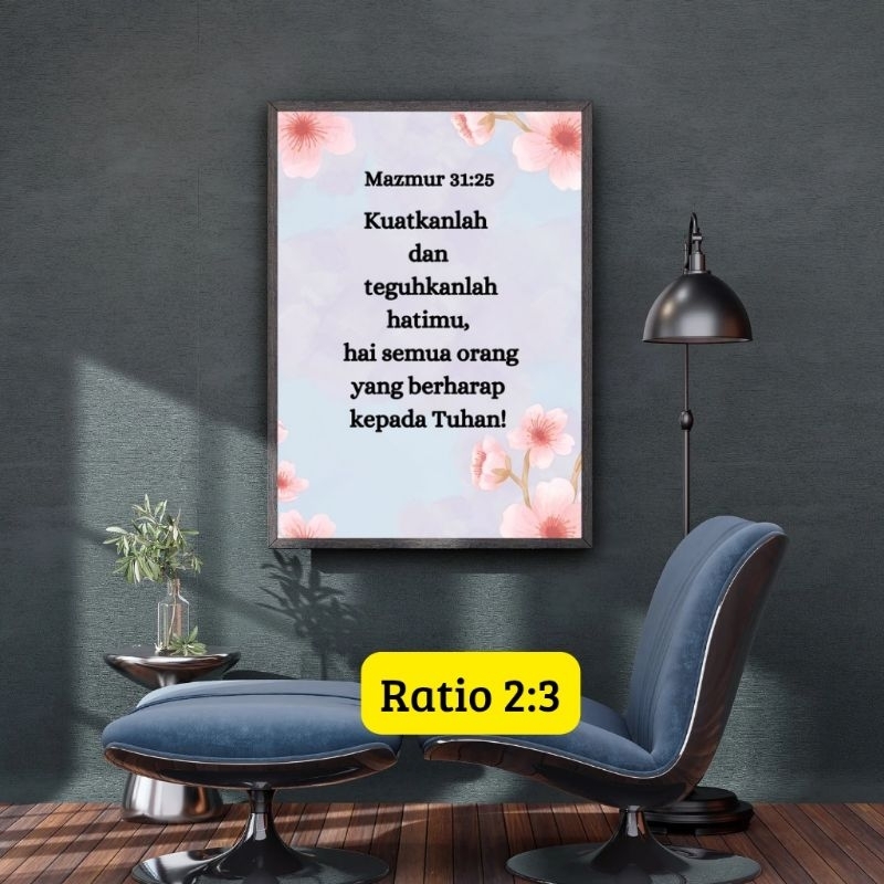 Home Decor Kristen, Printable Christian Wall Art,Bible Quotes, Bible Verse/Hiasan Dinding  Cherry  -