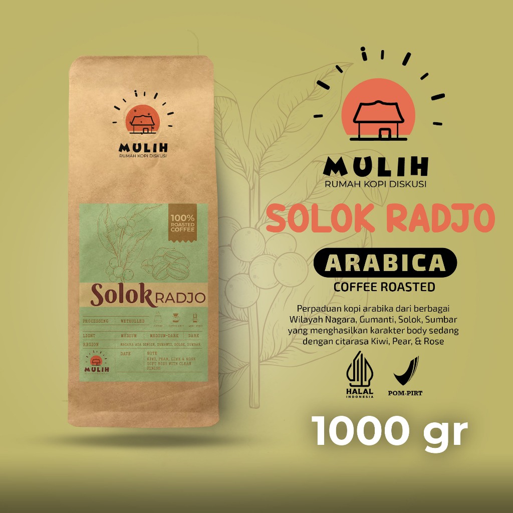 

Kopi Arabika Solok Radjo Arabica Coffee Bean Biji Kopi Bubuk Asli 1 Kg