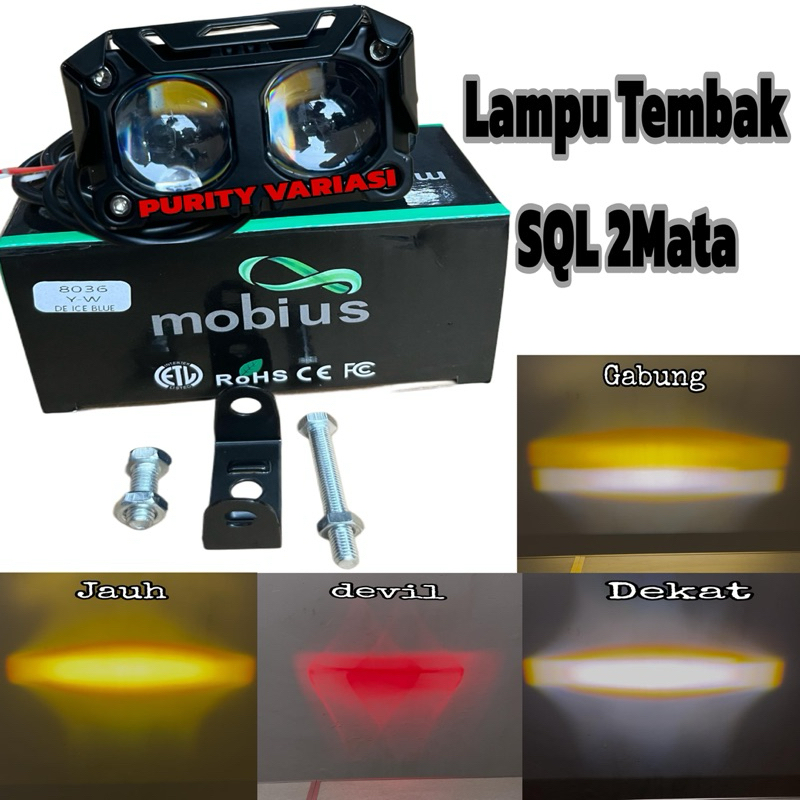 Lampu Sorot Laser Sql 2 Mata Topi Devil Premium Super Terang /Headlight Sql 2 Mata /Foglamp SQL 2 Ey