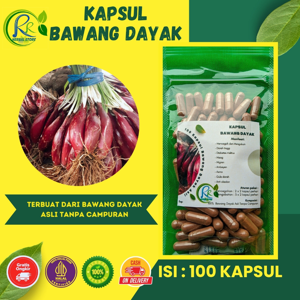 100 Kapsul Bawang Dayak Herbal Asli