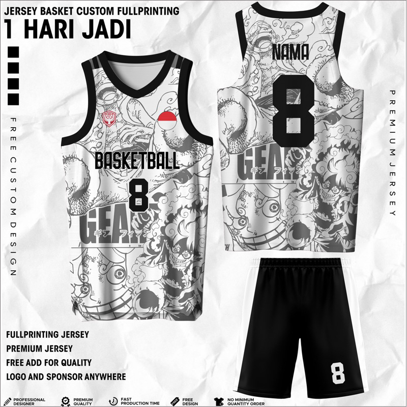 Jersey Basket Luffy Gear 5