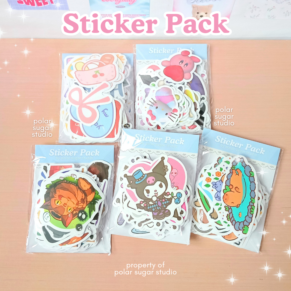 

[ISI 50-102 PCS] Sticker Pack Lucu Freebies & Journaling - Sanrio Kuromi Ghibli Capybara Cute Bear