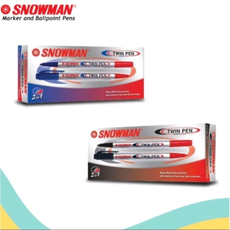 

Twin Pen - merek Snowman tersedia varian hitam&merah, biru&merah