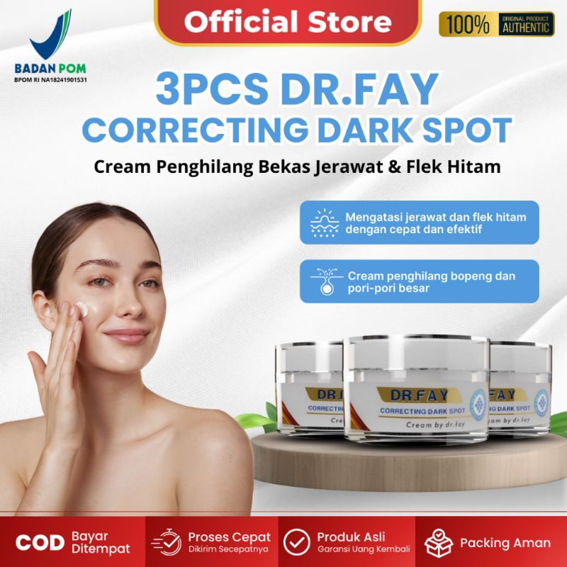 DR FAY CREAM ORIGINAL PENGHILANG BOPENG FLEK HITAM JERAWAT & BEKAS JERAWAT AMAN BPOM ( CREAM DR FAY 