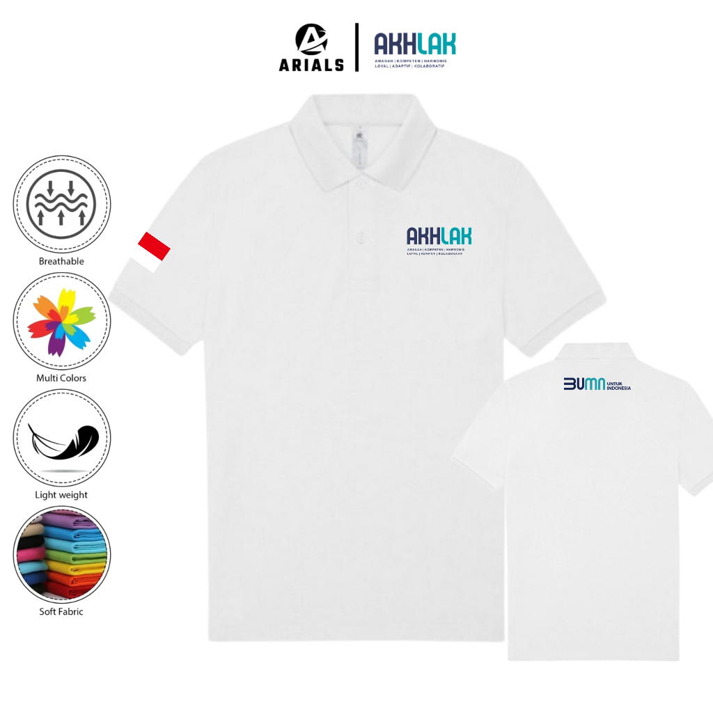 Arials Polo shirt Baju Kaos Kerah AKHLAK BUMN INDONESIA