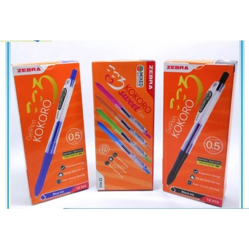 

(Promo) Pulpen Kokoro ZEBRA Bolpen/Pena KOKORO Sweet Gel Tinta Hitam 0.5mm Barel Mix Warna dan Body Hitam Stationery