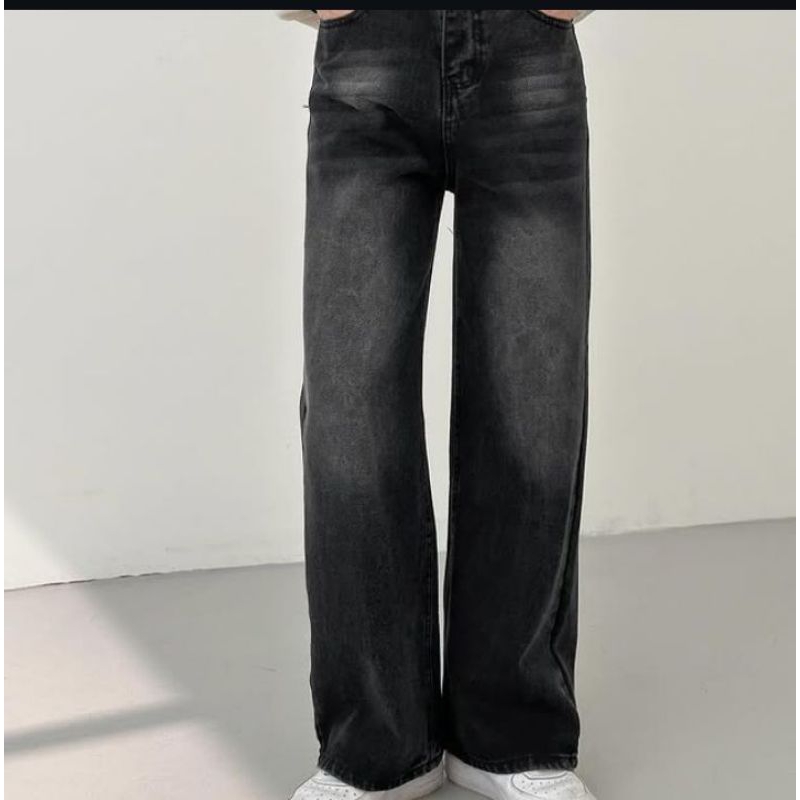 Celana Jeans Gombrong Pria Celana Jeans Kulot Pria Bagy Loose Jeans Celana Bagy Pant Pria hitam retr