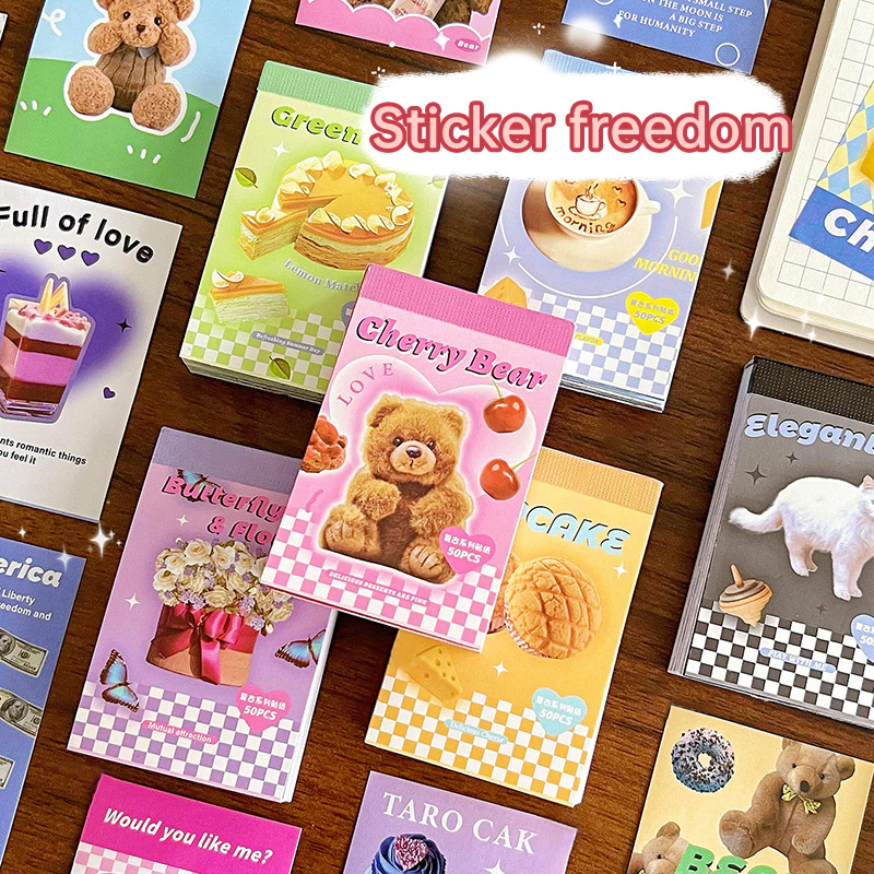 

[yaestage] 50Lembar MINI RETRO BOOK Sticker Deco Planner Scrapbook