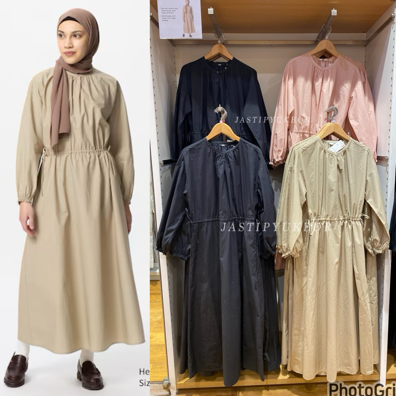 Women Uniqlo Dress/Gaun Katun Gathered