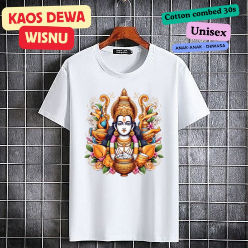 Kaos Dewa Wisnu / Kaos Hindu dewa wishnu katun 30s unisex cewek cowok