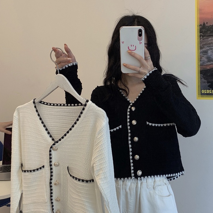 Terbaru COD2 warna cardigan rajut atasan crop top kardigan rajut lengan panjang fashion korea style 