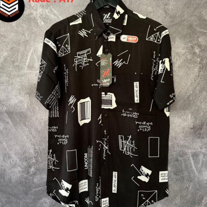 Bisa Cod  Murah Kemeja Rayon Twill Pendek Pria Hem Rayon Motif Pria Bagus Murah