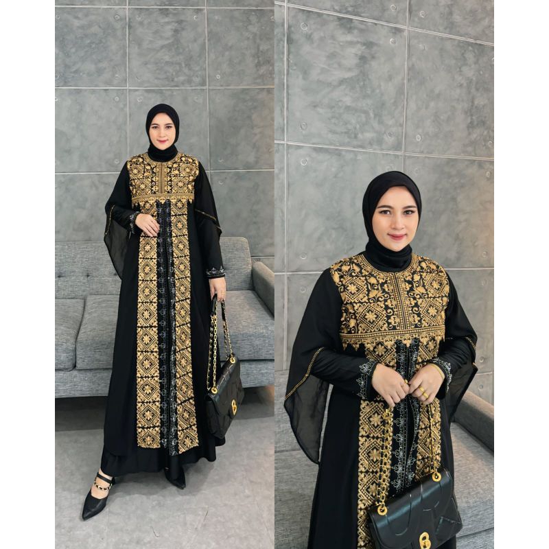 [Khamymshop] TERBARU Gamis Abaya Mesir Gold Payet Mutiara Swarosky