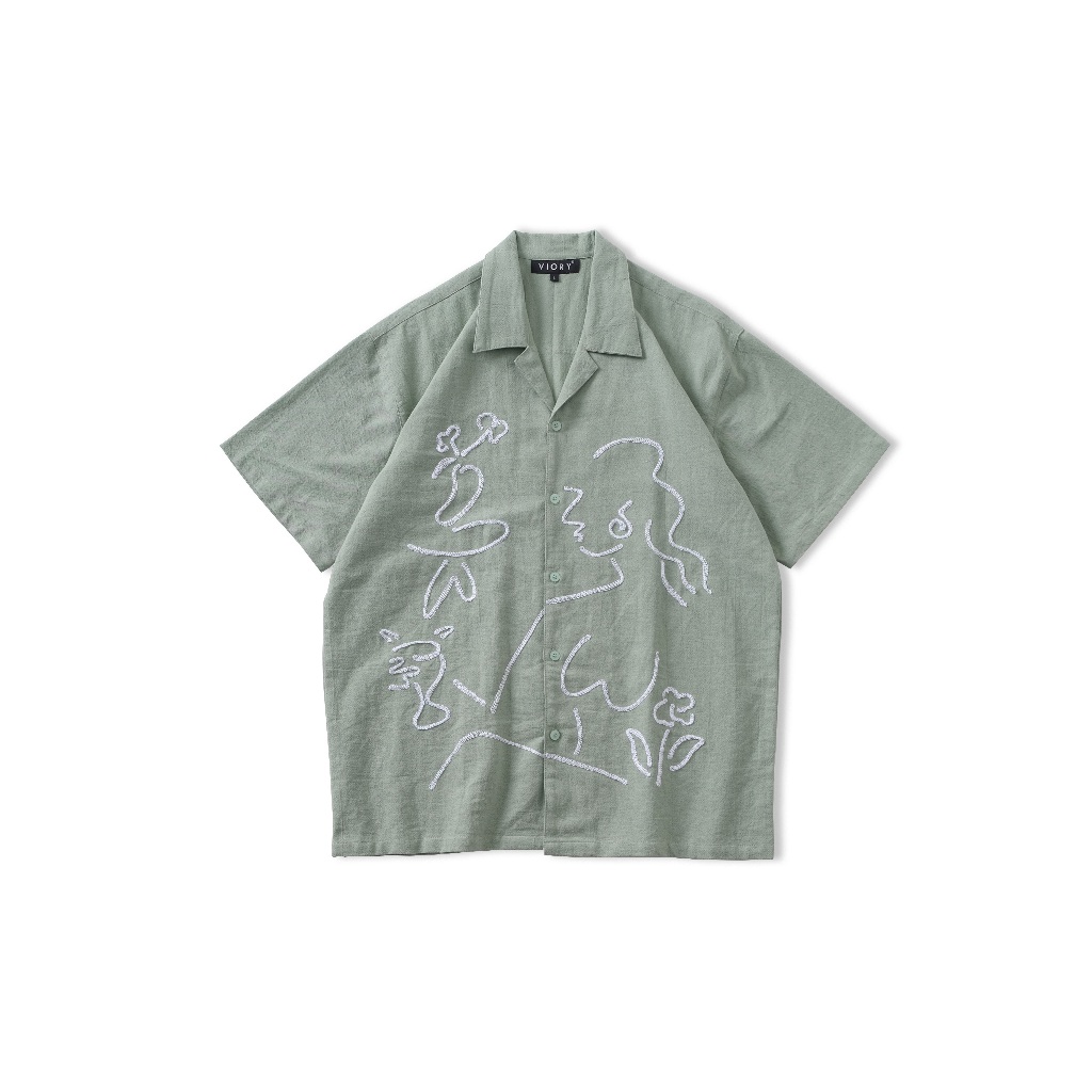 Embroidery Graphic Shirt - Kemeja Graphic Linen Bordir Viory - KMPE0137
