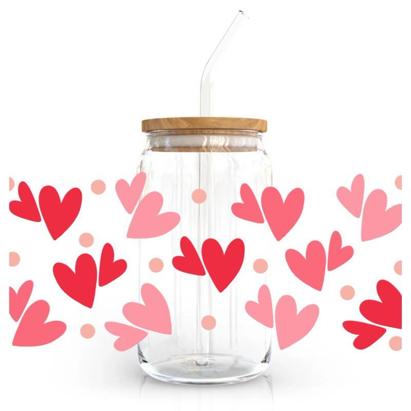 16oz Gelas kaca/ Gelas kaca estetik / Gelas aesthetic / Custom stiker / Hampers / gelas tumbler