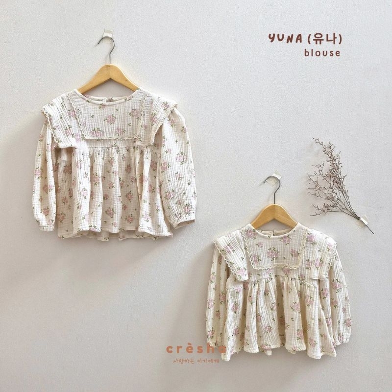 Cresha - Yuna Blouse Korean Style Baju Anak Motif Bunga Lengan Panjang