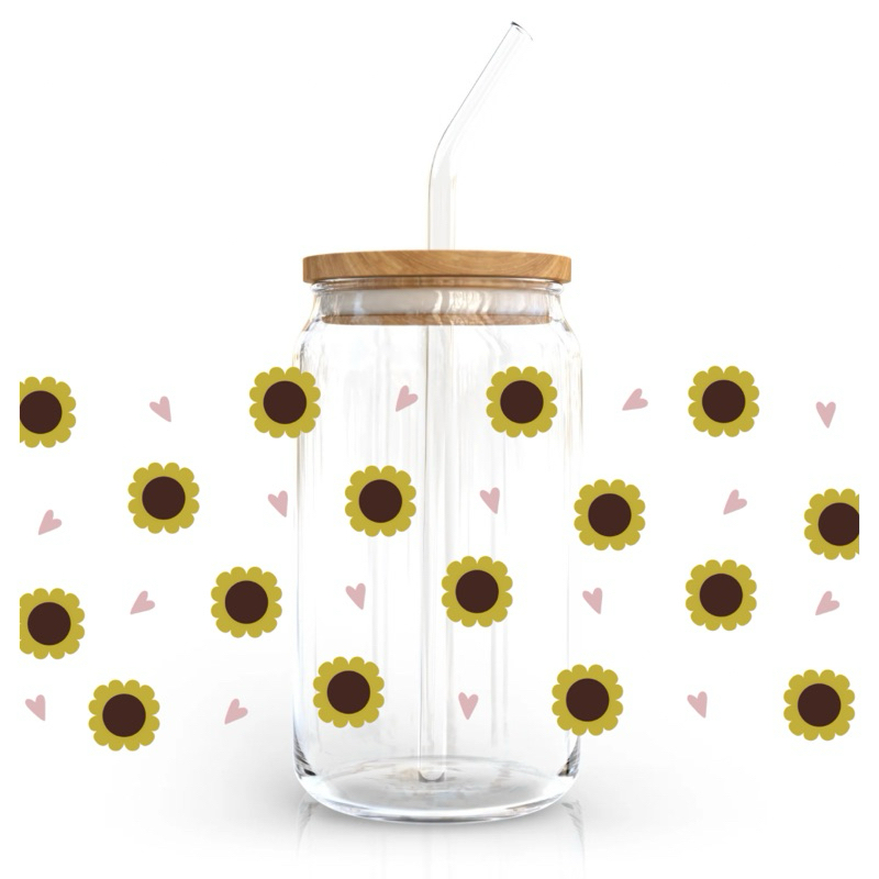 16oz Gelas kaca/ Gelas kaca estetik / Gelas aesthetic / Custom stiker / Hampers / gelas tumbler/moti