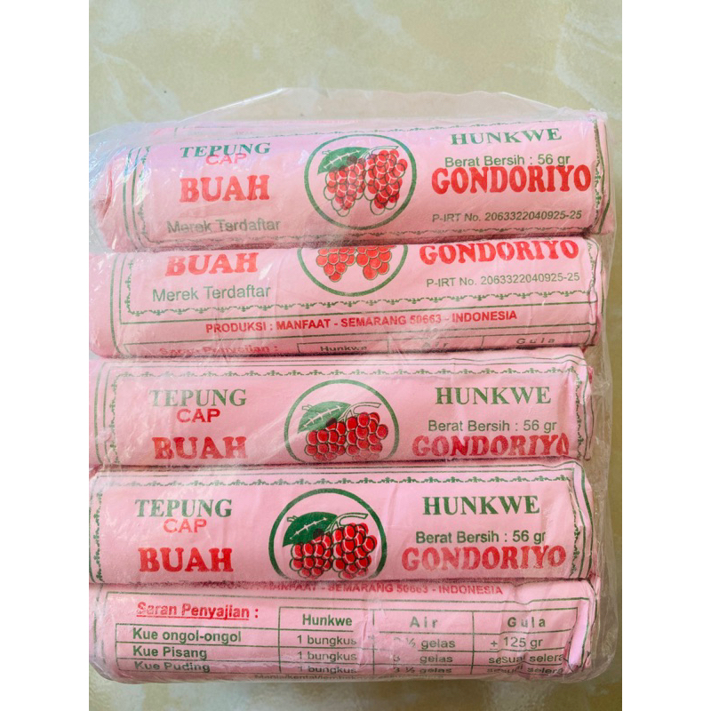 

Tepung hung kwe cap buah kemasan 56 gram 1 pak isi 10 bungkus