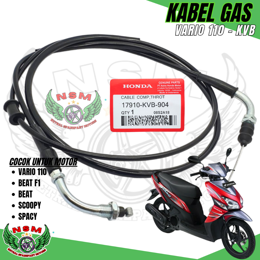 KABEL GAS VARIO 110 KARBU KVB / BEAT KARBU / SCOOPY / SPACY / BEAT F1 STATER KASAR