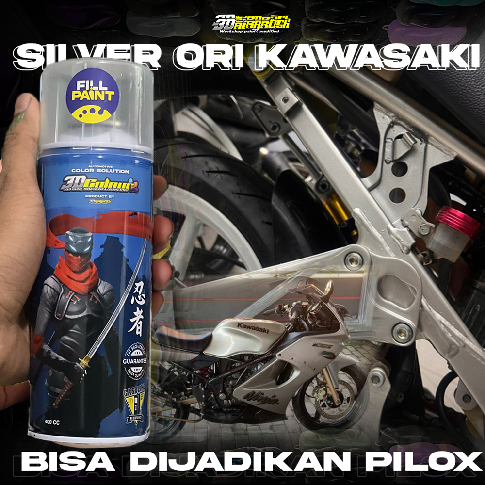 (BISA DIJADIKAN PILOX) CAT SILVER ORIGINAL KAWASAKI / WARNA ORI KERANGKA NINJA