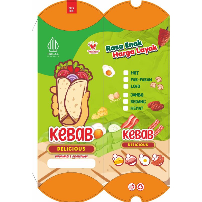 

CUSTOM DUS MAKANAN | BUNGKUS KEBAB (free design dan logo)