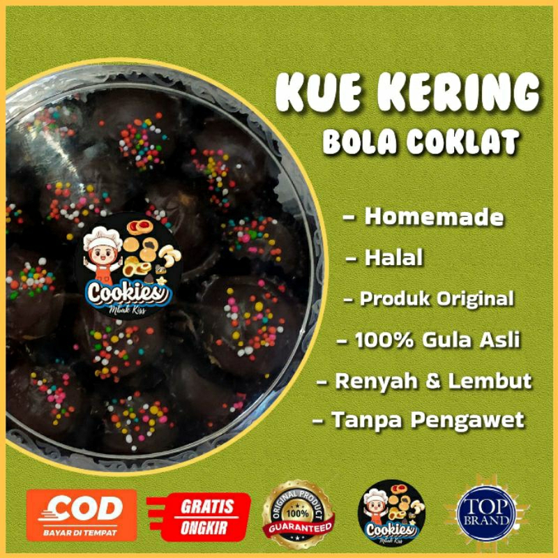 

(COD) Kue Kering Lebaran Bola Coklat/ Kue Kering Bola Coklat Homemade Isi 250g & 500g