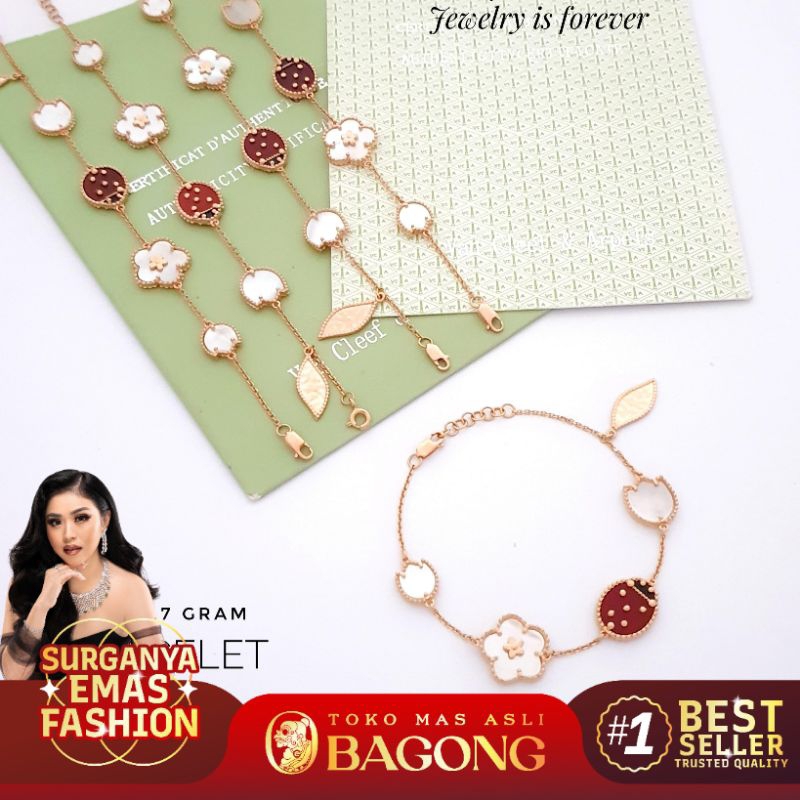 GELANG FASHION BRACELET KEPIK MERAH 17K/750-ASLI BAGONG GOLD BAGONG EMAS