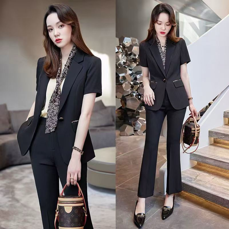 Oneset Blazer Hitam Lengan Pendek