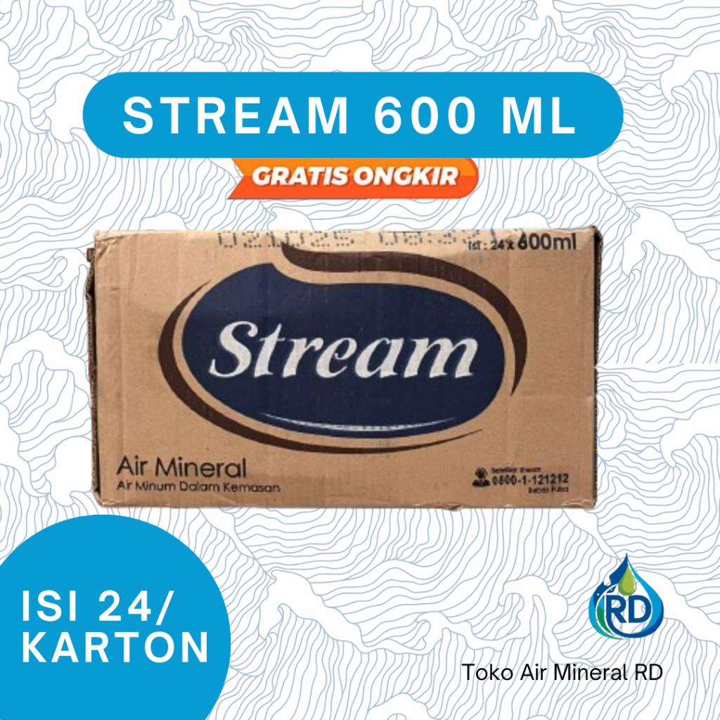 

RD - STREAM Botol 600 ML 1 Dus - Isi 24 x 600 ML - Air Minum Mineral Botol