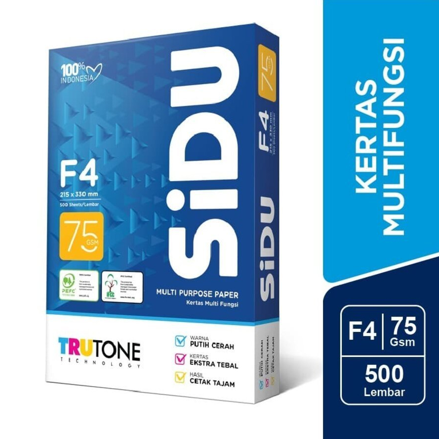 

SIDU Kertas HVS F4 75 GSM 500 Lembar