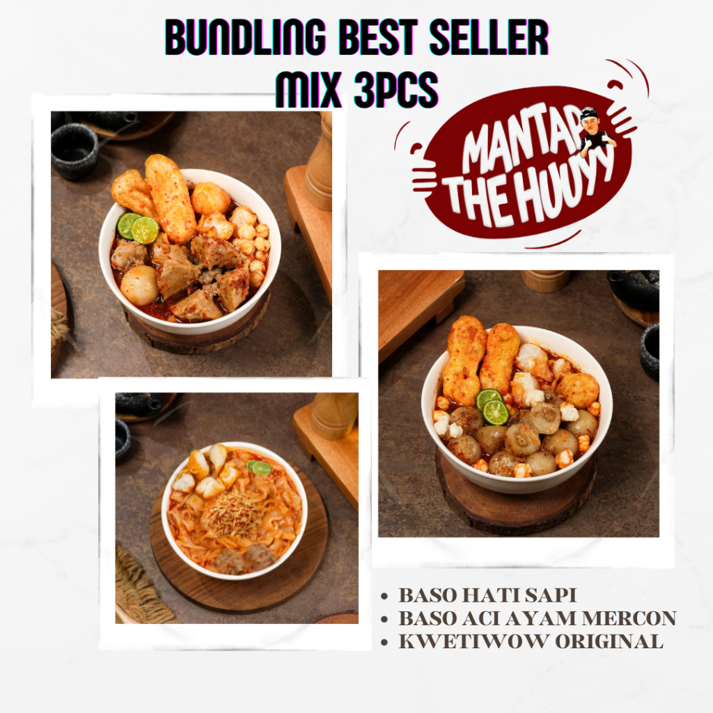 

MIX BEST SELLER BASO SAPI HATI, BASO ACI AYAM MERCON DAN KWETIWOW ORIGINAL